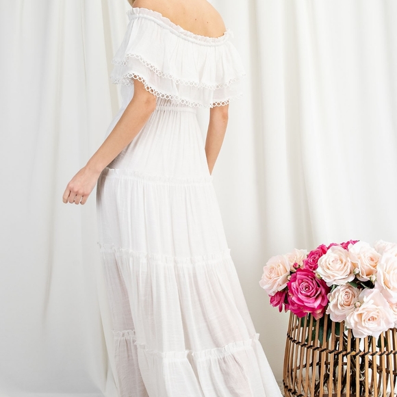 OFF THE SHOULDER RUFF MAXI DRESS - Picture 2 of 12